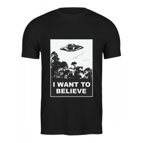 Мужская футболка с принтом I Want to Believe (X-Files) в Санкт-Петербурге,  |  | Тематика изображения на принте: 