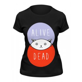Женская футболка с принтом Кот Шрёдингера (Живой, Мертвый) в Санкт-Петербурге,  |  | 