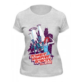 Женская футболка с принтом Космические захватчики (зомби, вампиры, роботы) в Санкт-Петербурге,  |  | 
