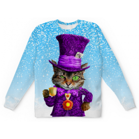 full_print_kids_sweatshirt с принтом Чеширский котик в Санкт-Петербурге,  |  | Тематика изображения на принте: 