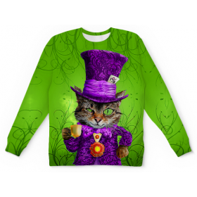 full_print_kids_sweatshirt с принтом Чеширский котик в Санкт-Петербурге,  |  | Тематика изображения на принте: 