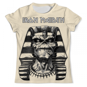 Мужская футболка 3D с принтом Iron Maiden Band в Санкт-Петербурге, Футболка с нанесением полноцветного изображения по всей поверхности может быть выполнена в двух вариантах - ХЛОПОК и СИНТЕТИКА. | Хлопок - ткань из 100% хлопка высшего качества пенье.  <br>Синтетика - ткань с высоким содержанием синтетического волокна (до 80%).  Материал хорошо тянется, имеет приятную на ощупь фактуру | 
