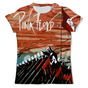 Мужская футболка 3D с принтом Pink Floyd в Санкт-Петербурге, Футболка с нанесением полноцветного изображения по всей поверхности может быть выполнена в двух вариантах - ХЛОПОК и СИНТЕТИКА. | Хлопок - ткань из 100% хлопка высшего качества пенье.  <br>Синтетика - ткань с высоким содержанием синтетического волокна (до 80%).  Материал хорошо тянется, имеет приятную на ощупь фактуру | Тематика изображения на принте: 