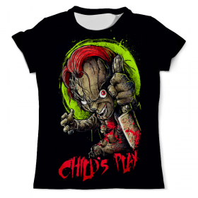 full_print_tee с принтом Chucky (Childs Play) в Санкт-Петербурге, Футболка с нанесением полноцветного изображения по всей поверхности может быть выполнена в двух вариантах - ХЛОПОК и СИНТЕТИКА. | Хлопок - ткань из 100% хлопка высшего качества пенье.  <br>Синтетика - ткань с высоким содержанием синтетического волокна (до 80%).  Материал хорошо тянется, имеет приятную на ощупь фактуру | Тематика изображения на принте: 