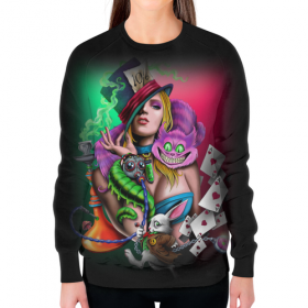 full_print_woman_sweatshirt с принтом Алиса в стране чудес в Санкт-Петербурге,  |  | 