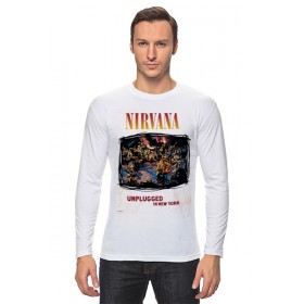 Мужской лонгслив с принтом Nirvana Unplagged album t-shirt в Санкт-Петербурге, Хлопок |  | 