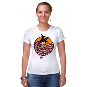 Женская футболка стрэйч с принтом Жемчуг дракона (Покемон) в Санкт-Петербурге,  |  | 