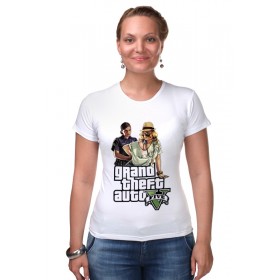Женская футболка стрэйч с принтом GTA V Girls в Санкт-Петербурге,  |  | 