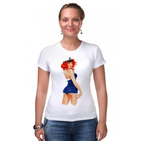 Женская футболка стрэйч с принтом Пин-ап гёрл в Санкт-Петербурге,  |  | 