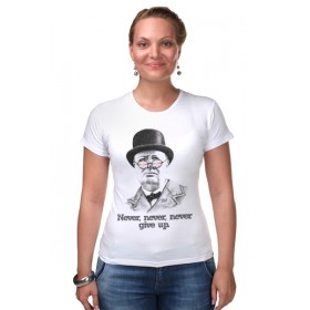Женская футболка стрэйч с принтом Уинстон Черчилль в Санкт-Петербурге,  |  | 