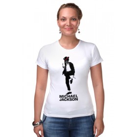 Женская футболка стрэйч с принтом Michael Jackson в Санкт-Петербурге,  |  | 