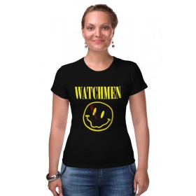 Женская футболка стрэйч с принтом Watchmen x Nirvana в Санкт-Петербурге,  |  | 
