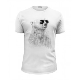 Мужская футболка Premium с принтом Белый Медведь в Санкт-Петербурге, Белый, черный, серый меланж, голубой: 100% хлопок, плотность 160 гр. Остальные цвета: 92% хлопок, 8% лайкра, плотность 170-180гр. |  | 