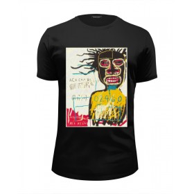 Мужская футболка Premium с принтом Jean-Michel Basquiat в Санкт-Петербурге, Белый, черный, серый меланж, голубой: 100% хлопок, плотность 160 гр. Остальные цвета: 92% хлопок, 8% лайкра, плотность 170-180гр. |  | 
