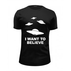 Мужская футболка Premium с принтом I Want to Believe (X-Files) в Санкт-Петербурге, Белый, черный, серый меланж, голубой: 100% хлопок, плотность 160 гр. Остальные цвета: 92% хлопок, 8% лайкра, плотность 170-180гр. |  | 