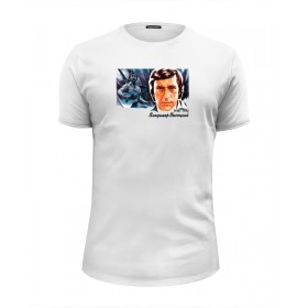 Мужская футболка Premium с принтом Владимир Высоцкий в Санкт-Петербурге, Белый, черный, серый меланж, голубой: 100% хлопок, плотность 160 гр. Остальные цвета: 92% хлопок, 8% лайкра, плотность 170-180гр. |  | 