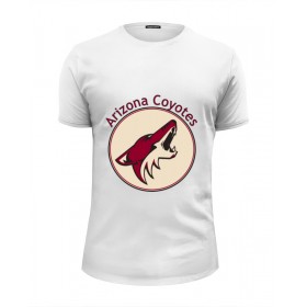 Мужская футболка Premium с принтом Arizona Coyotes в Санкт-Петербурге, Белый, черный, серый меланж, голубой: 100% хлопок, плотность 160 гр. Остальные цвета: 92% хлопок, 8% лайкра, плотность 170-180гр. |  | 
