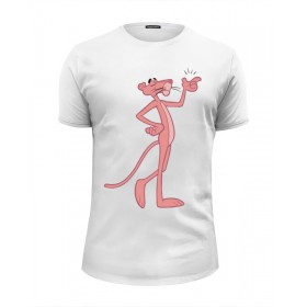 Мужская футболка Premium с принтом Розовая пантера в Санкт-Петербурге, Белый, черный, серый меланж, голубой: 100% хлопок, плотность 160 гр. Остальные цвета: 92% хлопок, 8% лайкра, плотность 170-180гр. |  | 