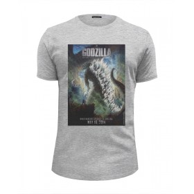 Мужская футболка Premium с принтом Godzilla / Годзилла в Санкт-Петербурге, Белый, черный, серый меланж, голубой: 100% хлопок, плотность 160 гр. Остальные цвета: 92% хлопок, 8% лайкра, плотность 170-180гр. |  | 
