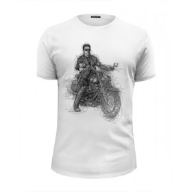 Мужская футболка Premium с принтом The Terminator в Санкт-Петербурге, Белый, черный, серый меланж, голубой: 100% хлопок, плотность 160 гр. Остальные цвета: 92% хлопок, 8% лайкра, плотность 170-180гр. |  | 