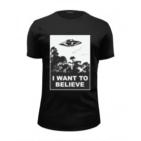 Мужская футболка Premium с принтом I Want to Believe (X-Files) в Санкт-Петербурге, Белый, черный, серый меланж, голубой: 100% хлопок, плотность 160 гр. Остальные цвета: 92% хлопок, 8% лайкра, плотность 170-180гр. |  | Тематика изображения на принте: 