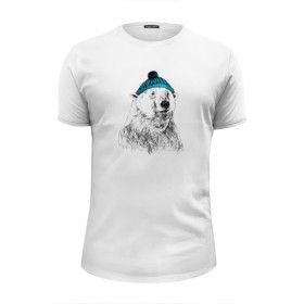 Мужская футболка Premium с принтом Белый медведь в Санкт-Петербурге, Белый, черный, серый меланж, голубой: 100% хлопок, плотность 160 гр. Остальные цвета: 92% хлопок, 8% лайкра, плотность 170-180гр. |  | 