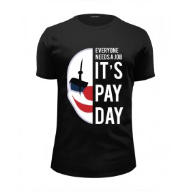 Мужская футболка Premium с принтом Payday в Санкт-Петербурге, Белый, черный, серый меланж, голубой: 100% хлопок, плотность 160 гр. Остальные цвета: 92% хлопок, 8% лайкра, плотность 170-180гр. |  | 