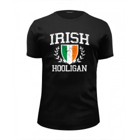 Мужская футболка Premium с принтом Ирландский Хулиган в Санкт-Петербурге, Белый, черный, серый меланж, голубой: 100% хлопок, плотность 160 гр. Остальные цвета: 92% хлопок, 8% лайкра, плотность 170-180гр. |  | 