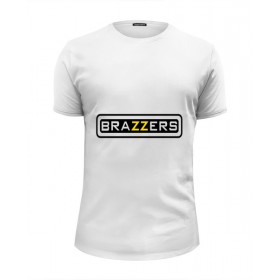Мужская футболка Premium с принтом Brazzers в Санкт-Петербурге, Белый, черный, серый меланж, голубой: 100% хлопок, плотность 160 гр. Остальные цвета: 92% хлопок, 8% лайкра, плотность 170-180гр. |  | 
