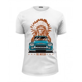 Мужская футболка Premium с принтом Chevy Apache Pickup Truck в Санкт-Петербурге, Белый, черный, серый меланж, голубой: 100% хлопок, плотность 160 гр. Остальные цвета: 92% хлопок, 8% лайкра, плотность 170-180гр. |  | 