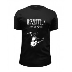 Мужская футболка Premium с принтом Led Zeppelin в Санкт-Петербурге, Белый, черный, серый меланж, голубой: 100% хлопок, плотность 160 гр. Остальные цвета: 92% хлопок, 8% лайкра, плотность 170-180гр. |  | 