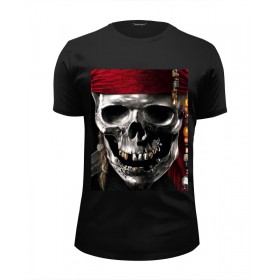 Мужская футболка Premium с принтом пираты карибского моря в Санкт-Петербурге, Белый, черный, серый меланж, голубой: 100% хлопок, плотность 160 гр. Остальные цвета: 92% хлопок, 8% лайкра, плотность 170-180гр. |  | 