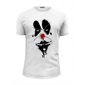 Мужская футболка Premium с принтом Грустный Клоун - Sad Clown в Санкт-Петербурге, Белый, черный, серый меланж, голубой: 100% хлопок, плотность 160 гр. Остальные цвета: 92% хлопок, 8% лайкра, плотность 170-180гр. |  | 