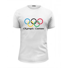 Мужская футболка Premium с принтом Olympic в Санкт-Петербурге, Белый, черный, серый меланж, голубой: 100% хлопок, плотность 160 гр. Остальные цвета: 92% хлопок, 8% лайкра, плотность 170-180гр. |  | 