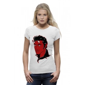 Женская футболка Premium с принтом Элвис Пресли Дьявол в Санкт-Петербурге,  |  | 