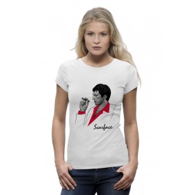 Женская футболка Premium с принтом Тони Монтана (Лицо со Шрамом) в Санкт-Петербурге,  |  | 