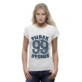Женская футболка Premium с принтом Рыбак 99 уровня в Санкт-Петербурге,  |  | Тематика изображения на принте: 