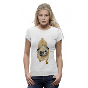 Женская футболка Premium с принтом Нарисованный мопс в Санкт-Петербурге,  |  | 