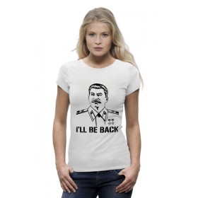 Женская футболка Premium с принтом Сталин - Я вернусь в Санкт-Петербурге,  |  | 