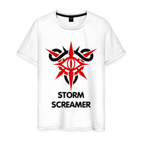 Мужская футболка хлопок с принтом Dark Elf Mage - Storm Screamer в Санкт-Петербурге, 100% хлопок | прямой крой, круглый вырез горловины, длина до линии бедер, слегка спущенное плечо. | elf | lineage | storm screamer