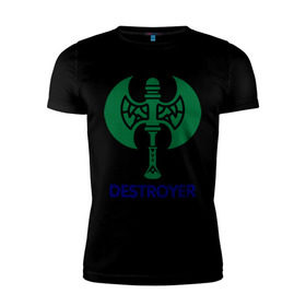Мужская футболка премиум с принтом Orc Fighter - Destroyer в Санкт-Петербурге, 92% хлопок, 8% лайкра | приталенный силуэт, круглый вырез ворота, длина до линии бедра, короткий рукав | destroyer | lineage