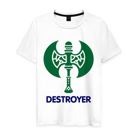 Мужская футболка хлопок с принтом Orc Fighter - Destroyer в Санкт-Петербурге, 100% хлопок | прямой крой, круглый вырез горловины, длина до линии бедер, слегка спущенное плечо. | destroyer | lineage
