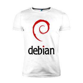 Мужская футболка премиум с принтом debian в Санкт-Петербурге, 92% хлопок, 8% лайкра | приталенный силуэт, круглый вырез ворота, длина до линии бедра, короткий рукав | debian | linux | дистрибутивы | линукс | ос