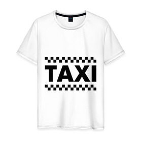 Мужская футболка хлопок с принтом Taxi в Санкт-Петербурге, 100% хлопок | прямой крой, круглый вырез горловины, длина до линии бедер, слегка спущенное плечо. | Тематика изображения на принте: taxi | для таксиста | такси | таксист | шашечки