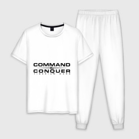 Мужская пижама хлопок с принтом Сommand&Сonquer в Санкт-Петербурге, 100% хлопок | брюки и футболка прямого кроя, без карманов, на брюках мягкая резинка на поясе и по низу штанин
 | компьютерные