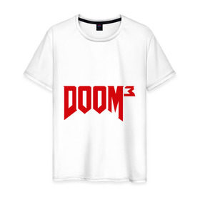Мужская футболка хлопок с принтом Doom 3 в Санкт-Петербурге, 100% хлопок | прямой крой, круглый вырез горловины, длина до линии бедер, слегка спущенное плечо. | Тематика изображения на принте: doom3 | дум | компьютерная