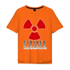 Мужская футболка хлопок Oversize с принтом Stalker в Санкт-Петербурге, 100% хлопок | свободный крой, круглый ворот, “спинка” длиннее передней части | shooter | stalker | постапокалиптические | припять | радиация | сталкер | чернобыль | шутер
