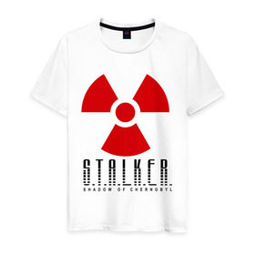 Мужская футболка хлопок с принтом Stalker в Санкт-Петербурге, 100% хлопок | прямой крой, круглый вырез горловины, длина до линии бедер, слегка спущенное плечо. | shooter | stalker | постапокалиптические | припять | радиация | сталкер | чернобыль | шутер