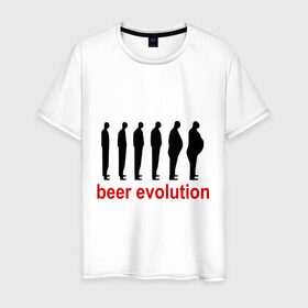Мужская футболка хлопок с принтом Beer evolution в Санкт-Петербурге, 100% хлопок | прямой крой, круглый вырез горловины, длина до линии бедер, слегка спущенное плечо. | beer evolution