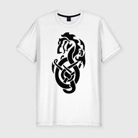 Мужская футболка премиум с принтом Трайбл (3) в Санкт-Петербурге, 92% хлопок, 8% лайкра | приталенный силуэт, круглый вырез ворота, длина до линии бедра, короткий рукав | dragon | tribal | дракон | орнамент | трайбл | трибал | узор
